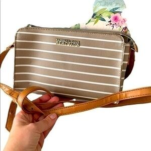 KENNETH Cole Bags | Stripe Mini Beige / White Cross Body Bag